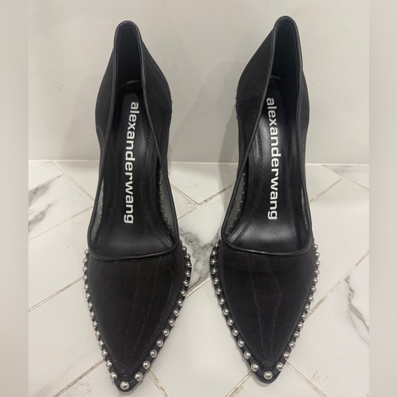 Alexander Wang Black Mesh Heels with Silver Studs